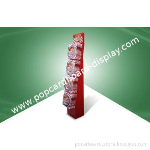 Red POS Cardboard Displays Hook Floor Display Unit for Food